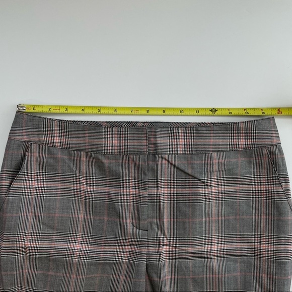 ST JOHN silk wool blend glen plaid trousers checked academia straight leg - Picture 4 of 11